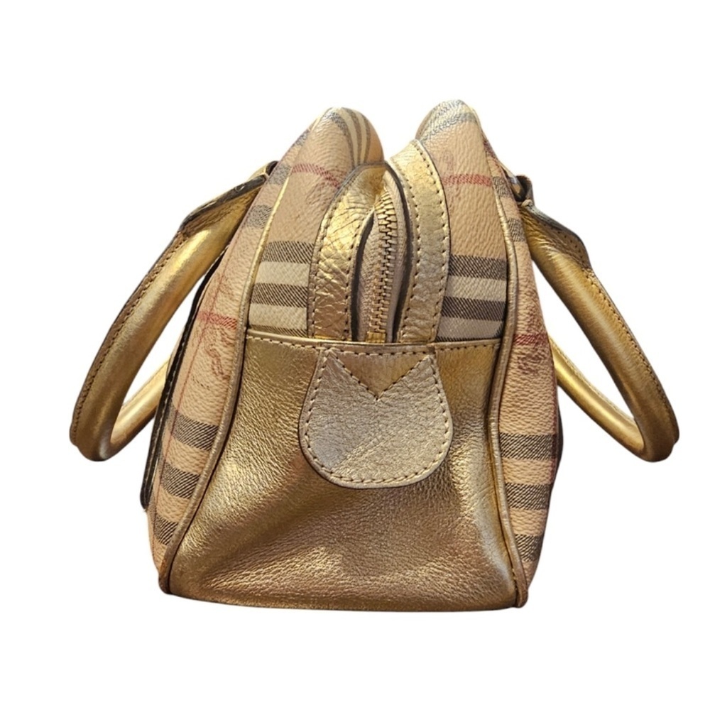 Burberry Haymarket Check PVC Leather with Gold Accents & COA - Picture 6 of 10